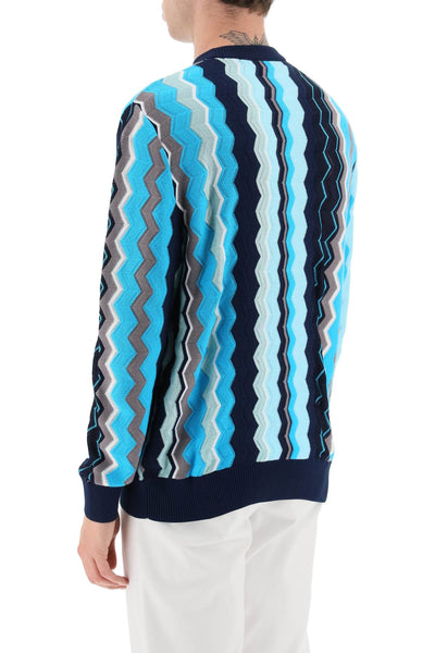 Missoni zigzag sweater US23SN08 BK021Y WHITE AND BLUE TONES