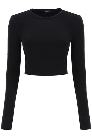 Wardrobe.nyc hb long-sleeved cropped t-shirt W1043R09 BLACK