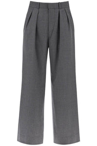 Wardrobe.nyc wide leg flannel trousers for men or W2075PCFL CHARCOAL