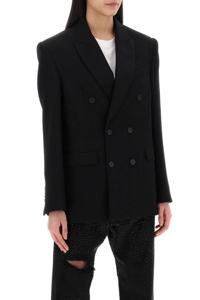 Wardrobe.nyc double-breasted blazer W4007PC BLACK