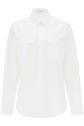Wardrobe.nyc maxi shirt in cotton batista W5002R03 WHITE