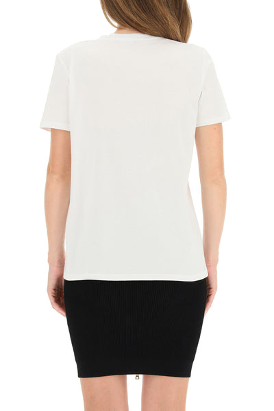 Balmain t-shirt with logo print and embossed buttons BF1EF005BB02 BLANC NOIR