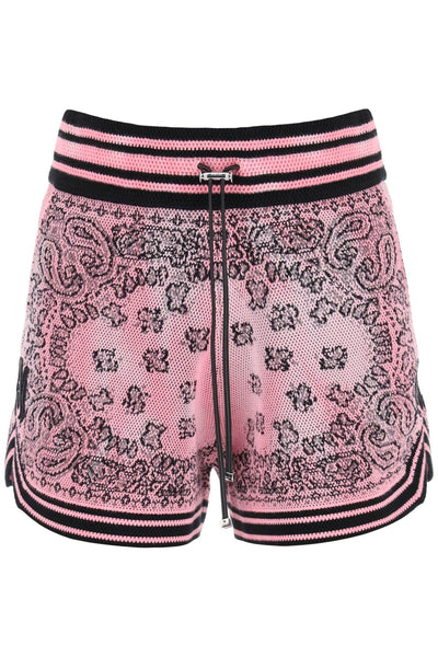 Amiri knitted shorts with bandana motif WKB004 PINK