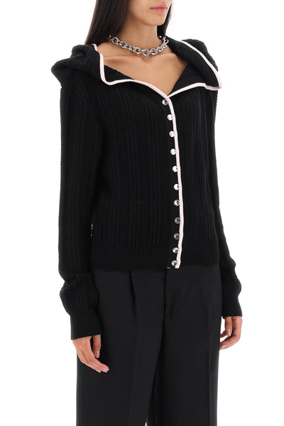 Y project merino wool cardigan with necklace WMCARDIGAN12 S25 Y65 EVERGREEN BLACK BABY PINK
