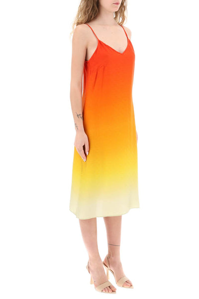 Casablanca silk satin slip dress with gradient effect WS23DR07201 SUNSET GRADIENT