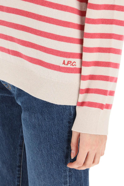 A.p.c. 'phoebe' striped cashmere and cotton sweater WSAAZ F23175 BLANC CASSE