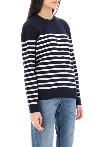 A.p.c. 'phoebe' striped cashmere and cotton sweater WSAAZ F23175 DARK NAVY