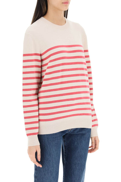 A.p.c. 'phoebe' striped cashmere and cotton sweater WSAAZ F23175 BLANC CASSE