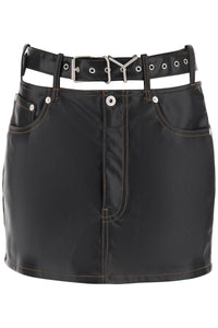 Y project y belt faux leather mini skirt WSKIRT86 S25 F444 BLACK