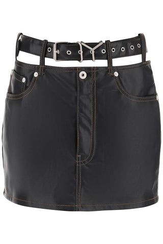 Y project y belt faux leather mini skirt WSKIRT86 S25 F444 BLACK