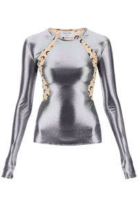 Marine serre long-sleeved top in regenerated jersey WTO386 RJER0015 SILVER