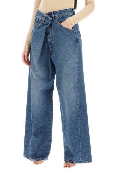 Darkpark 'ines' baggy jeans with folded waistband WTR19 DBL01W053 MEDIUM WASH