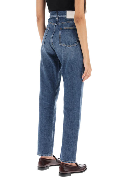 Loulou studio cropped straight cut jeans WULAR WASHED BLUE