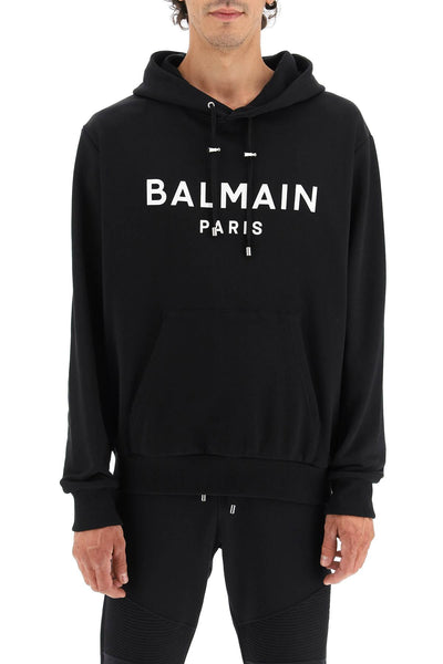 Balmain logo hoodie CH1JR002BB65 NOIR BLANC