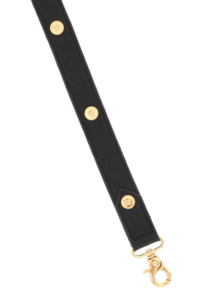 Versace 皮革皮帶，搭配美杜莎鉚釘 ZDOGLACE5 ZPEL0061 黑色