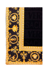 Versace 'i ♡ baroque' wool blanket ZPL141801 ZWOJ0010 NERO GRIGIO