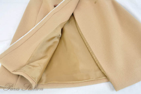 New Prada Beige A-Line Virgin Wool Skirt Size 38